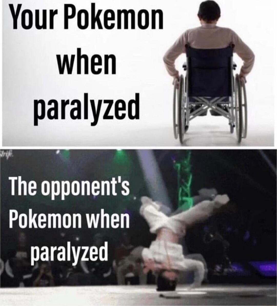 Your Pokemon when paralyzed 0 The opponents Pokemon when paralyzed