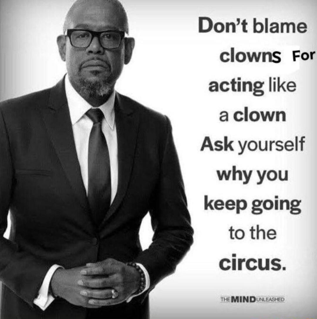 Dont blame clowns For acting like aclown Ask yourself why you keep going to the circus 1 MIND o