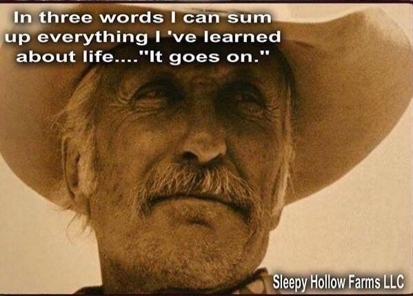 In three words I can sum up everything I've learned about life... 