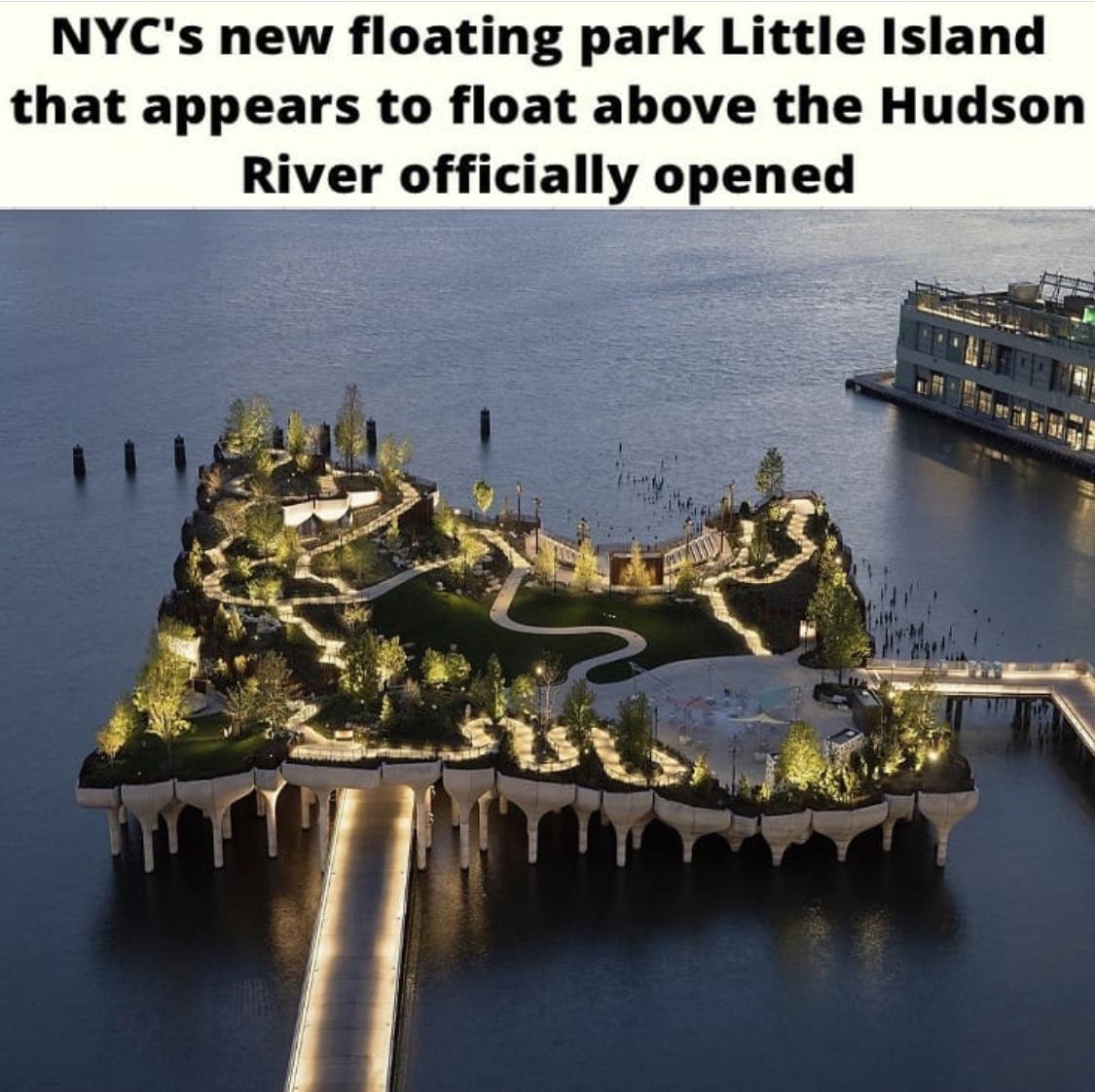 NYCs new floating park Little Island that appears to float above the Hudson River officially opened