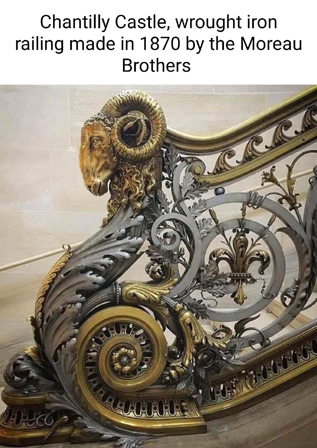 Chantilly Castle wrought iron railing made in 1870 by the Moreau