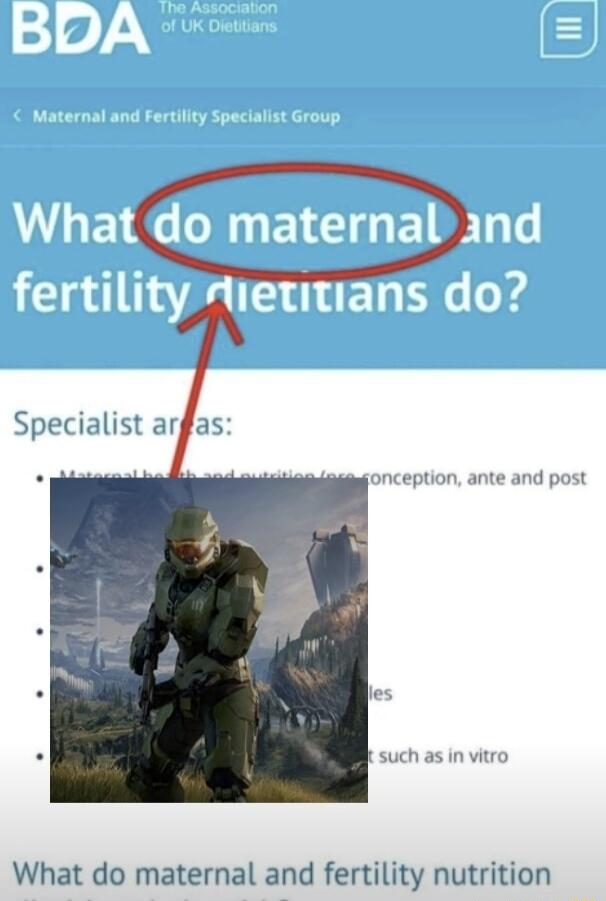 Specialist arfas What do maternal and fertility nutrition