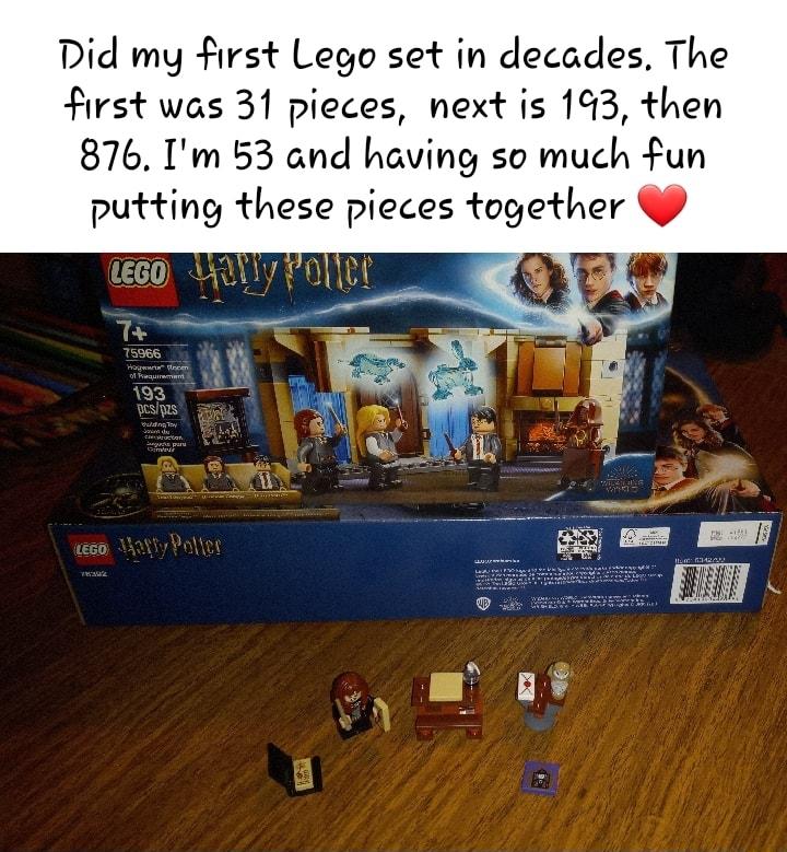 Did my first Lego set in decades The Pirst was 31 pieces next is 193 then 876 Im 53 and having so much fun putting these pieces together