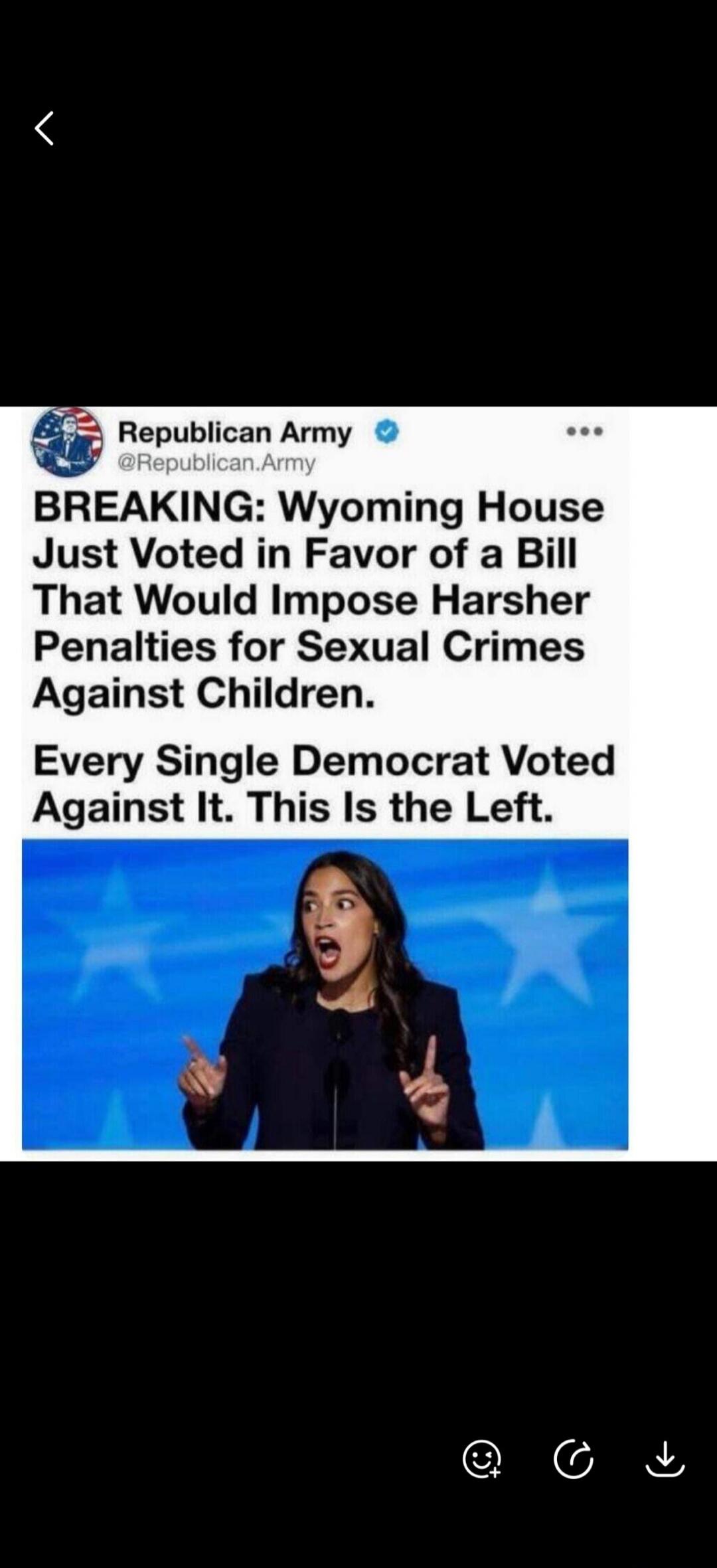 BREAKING: Wyoming House Just Voted in Favor of a Bill That Would Impose Harsher Penalties for Sexual Crimes Against Children. Every Single Democrat Voted Against It. This Is the Left.