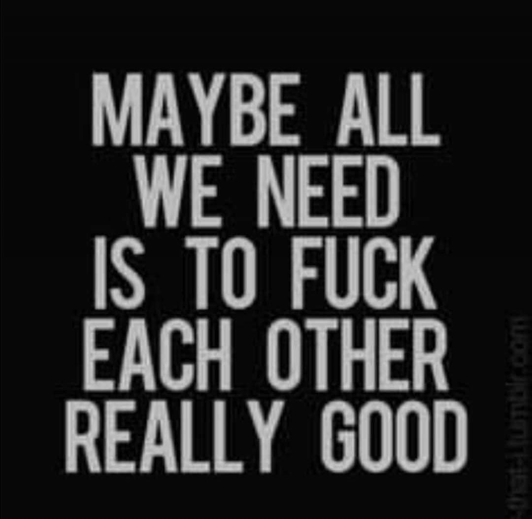 MAYBE ALL WE NEED IS TO FUCK EACH OTHER REALLY GOOD