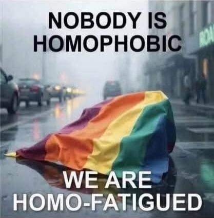 NOBODY IS HOMOPHOBIC WE ARE HOMO-FATIGUED