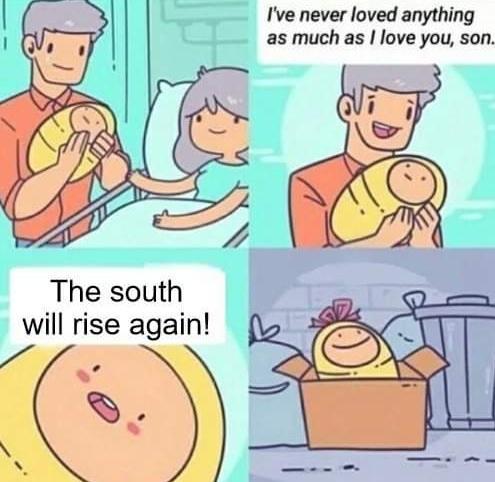 Ive never loved anything as much as love you son The south will rise again