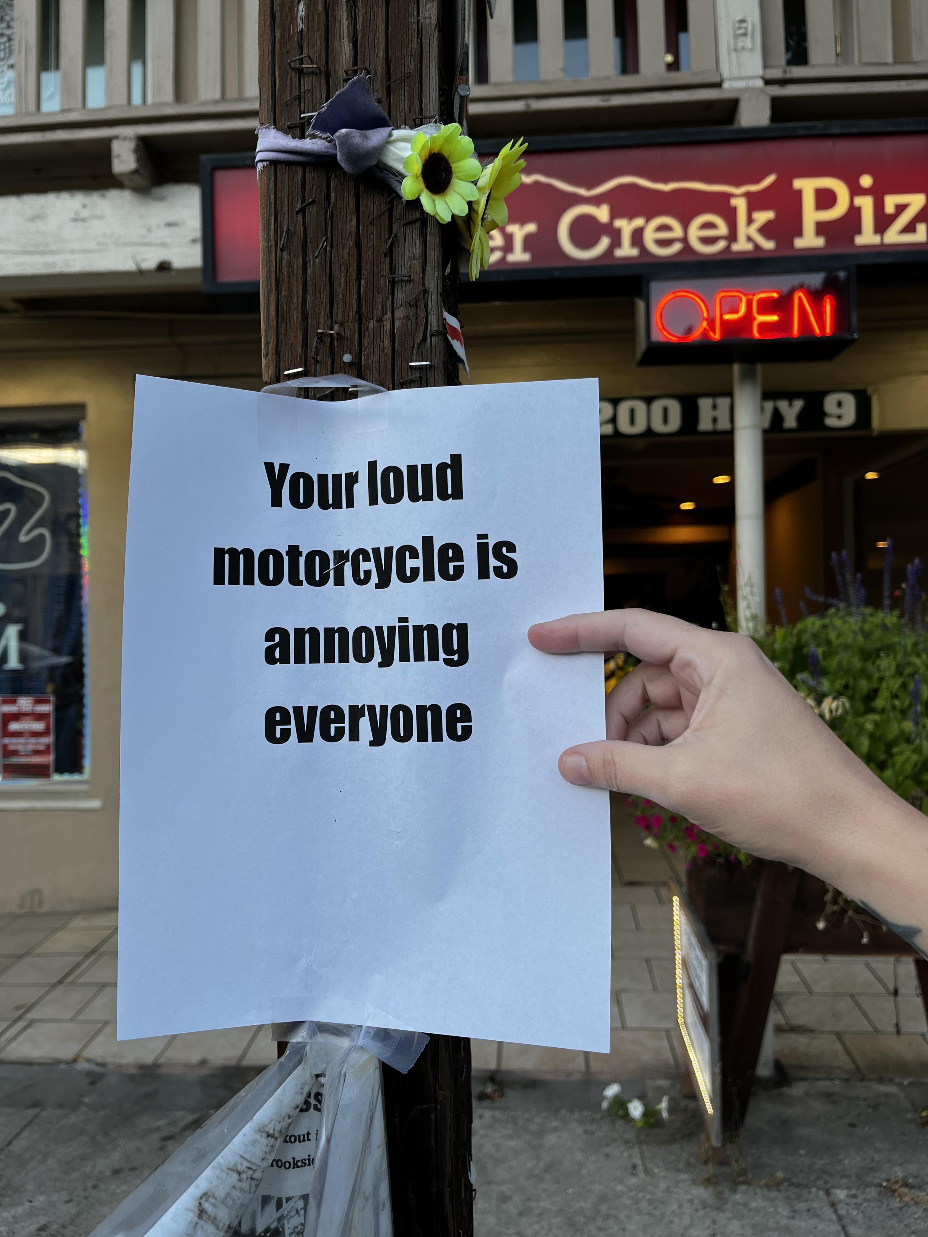 7 N ir Creek P1Z N Your loud motorcycle is annoying everyone