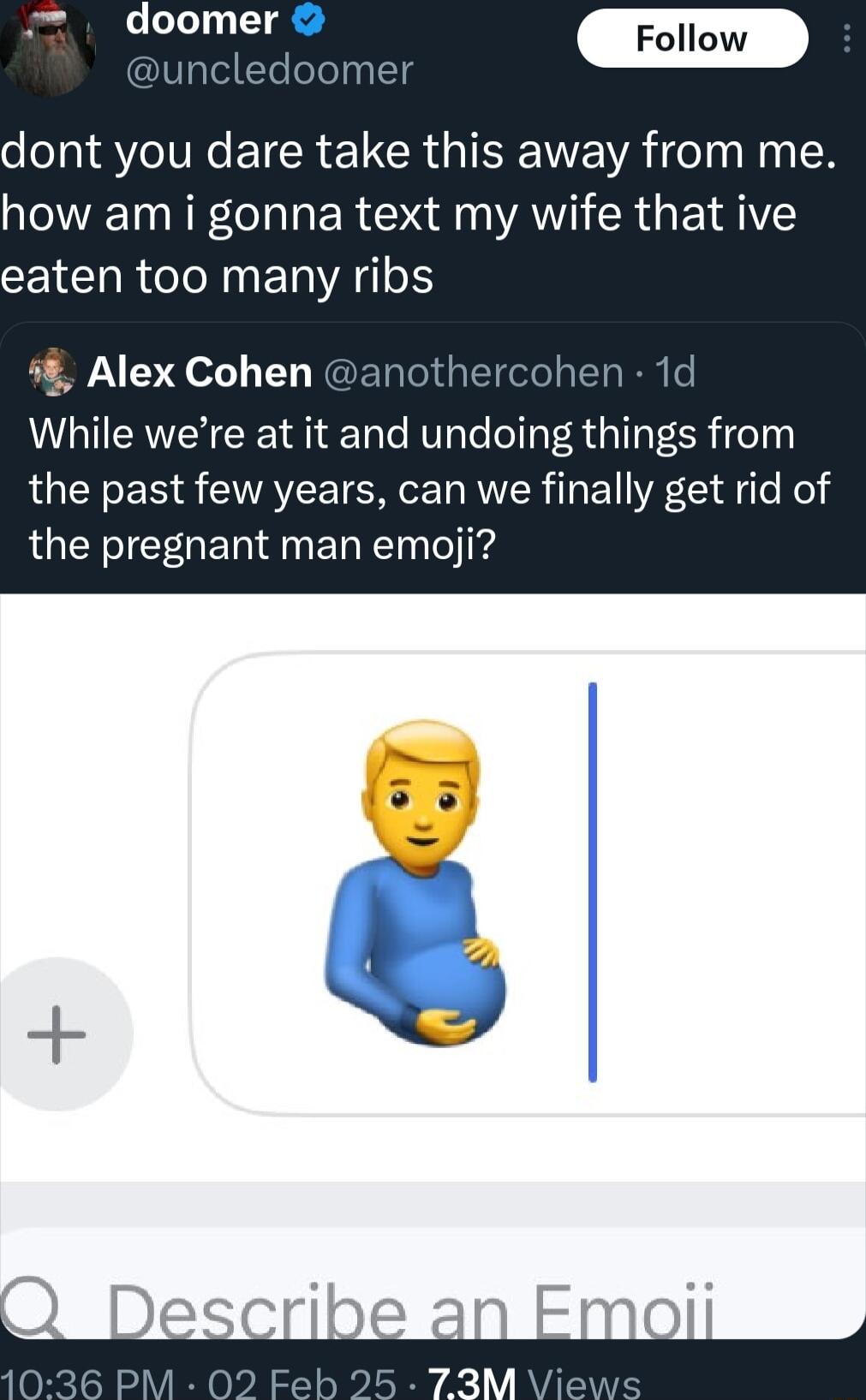 doomer puncledoomer o o01 eI Ne ET R CRUNSEE VA i oTs Hia N how am i gonna text my wife that ive eaten too many ribs Alex Cohen anot en 1d While were at it and undoing things from LGN ER CAVEETEMCET RMR T EY R d e Kol LGN CEGET A ET R Te g