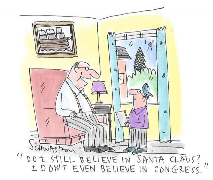 Schnapps? 'Do I still believe in Santa Claus? I don't even believe in Congress.'