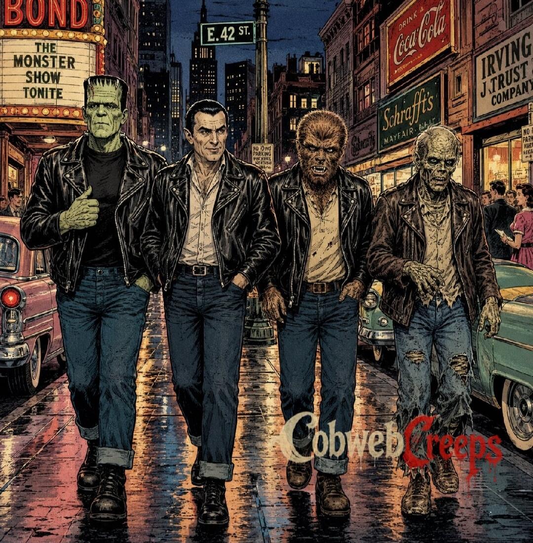 BOND THE MONSTER SHOW TONITE E. 42 ST. Coca-Cola Schraff's MAYFAIR IRVING J. TRUST COMPANY NO PARKING Cobweb Creeps