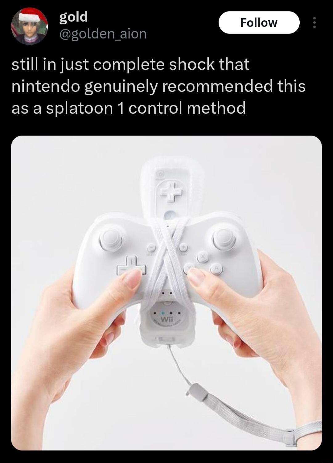gold still in just complete shock that nintendo genuinely recommended this as a splatoon 1 control method
