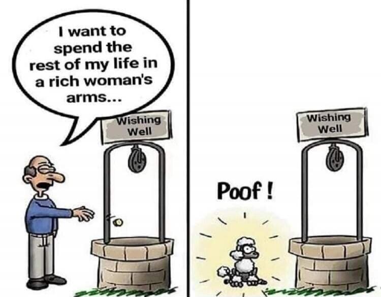 I want to spend the rest of my life in a rich woman's arms... Wishing Well Poof!