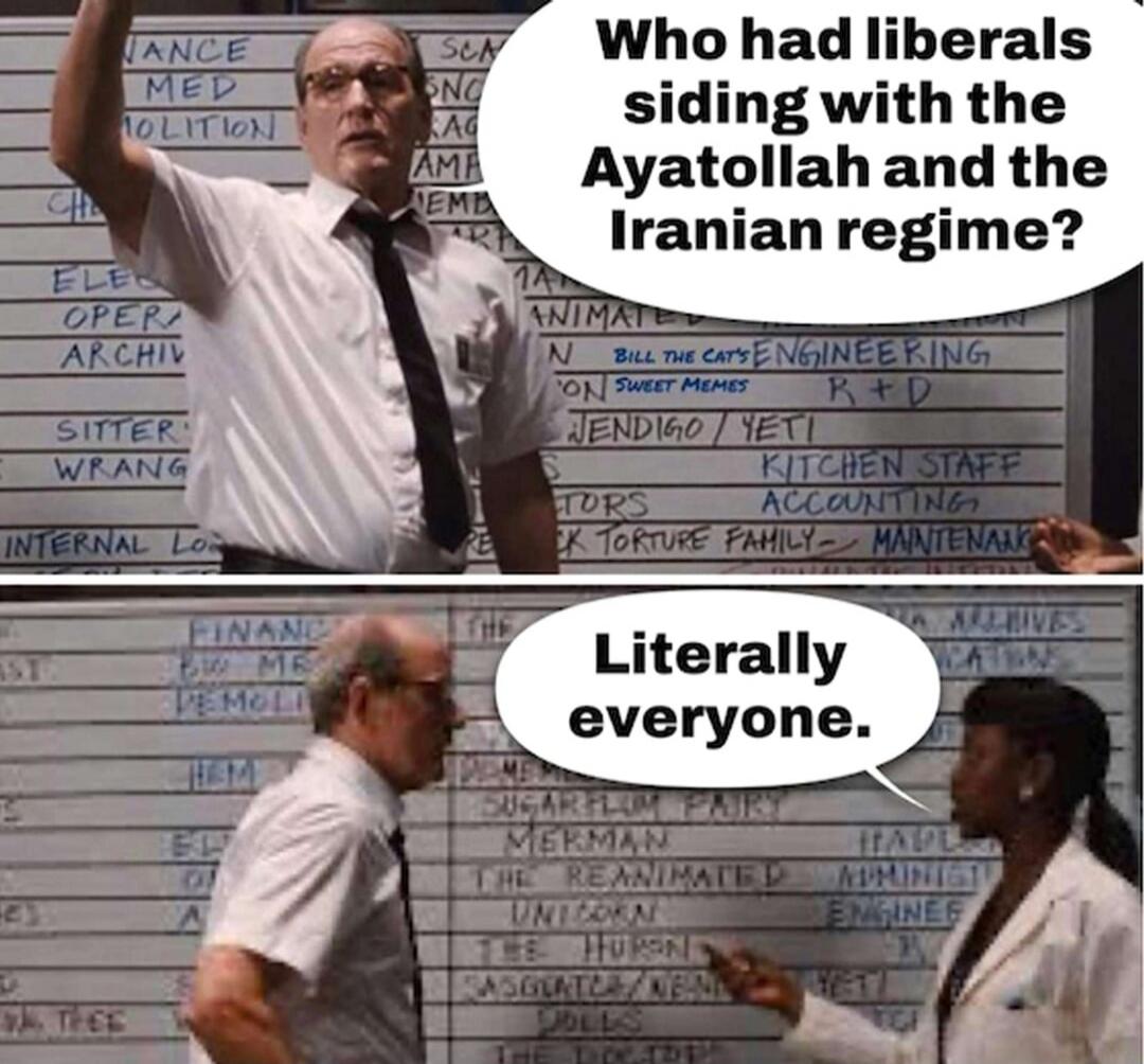 Who had liberals siding with the Ayatollah and the Iranian regime? Literally everyone.