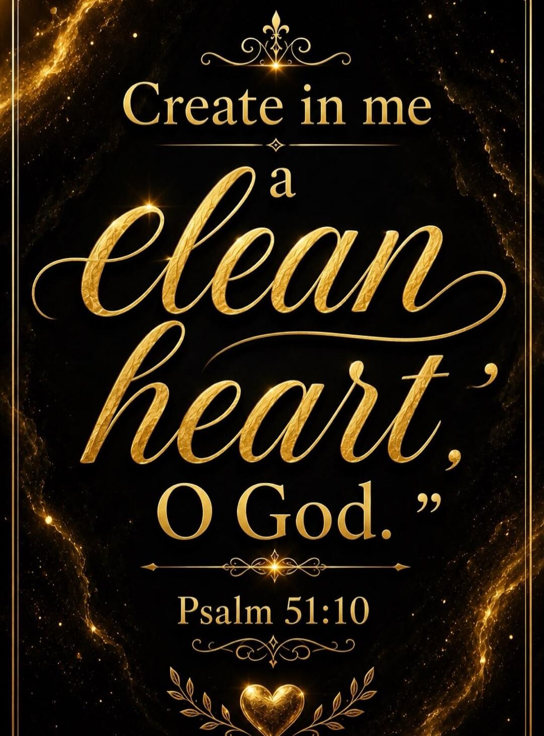 Create in me a clean heart, O God. Psalm 51:10