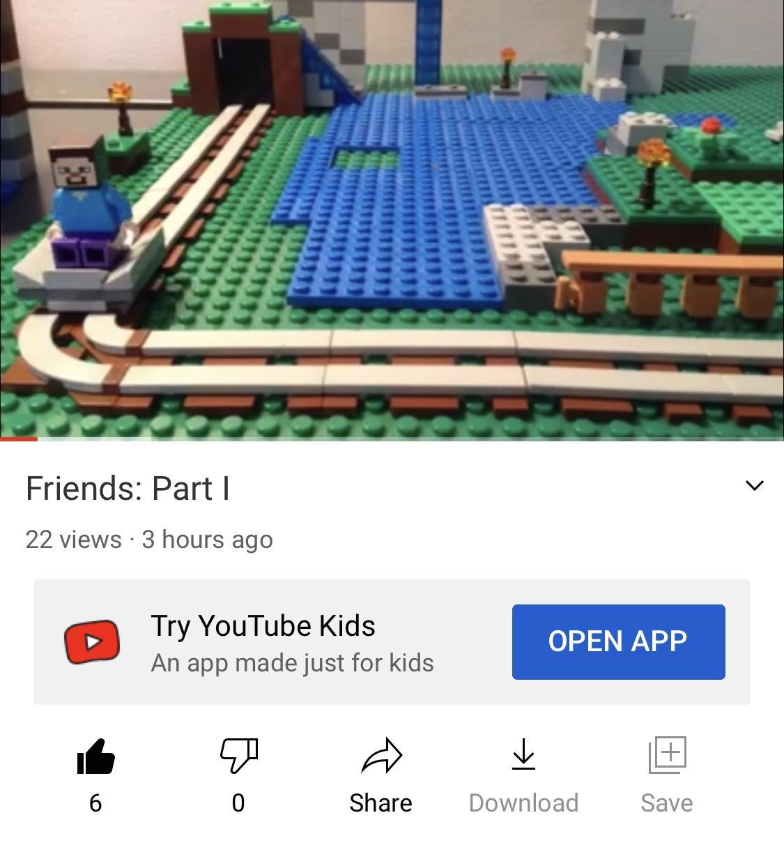 Friends Part i 22 views 3 hours ago o Try YouTube Kids An app made just for kids i J A N ES 6 0 Share Download Save