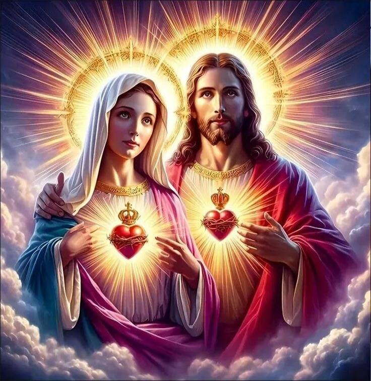 Image of Jesus and Virgin Mary with Sacred Hearts