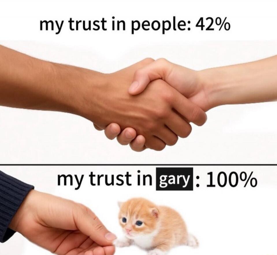 my trust in people: 42%
my trust in gary: 100%