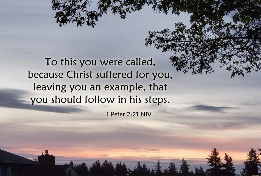 To this you were called, because Christ suffered for you, leaving you an example, that you should follow in his steps. 1 Peter 2:21 NIV
