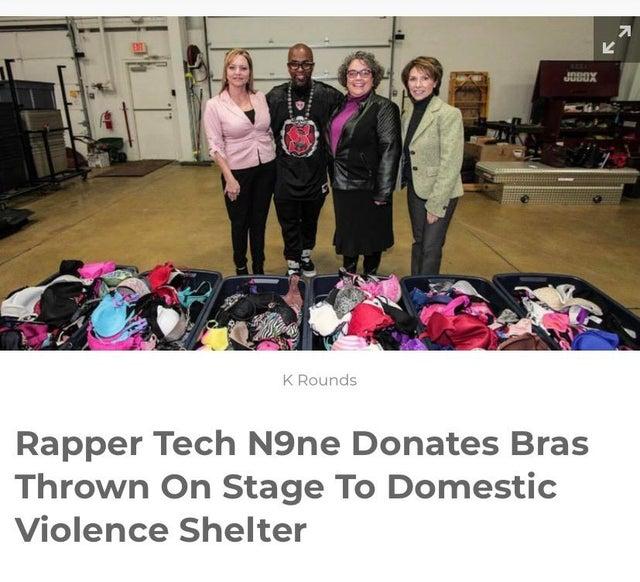 Rapper Tech N9ne Donates Bras Thrown On Stage To Domestic Violence Shelter