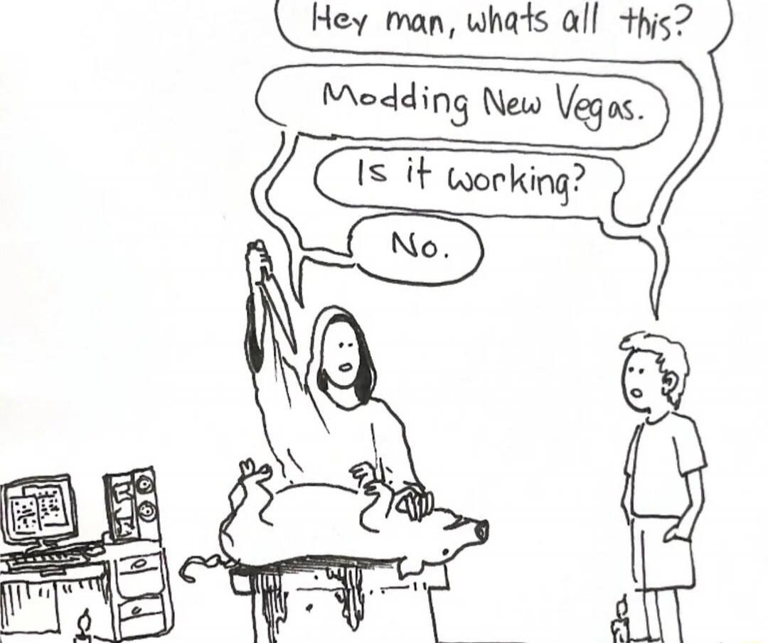 Hey man, whats all this? Modding New Vegas. Is it working? No.