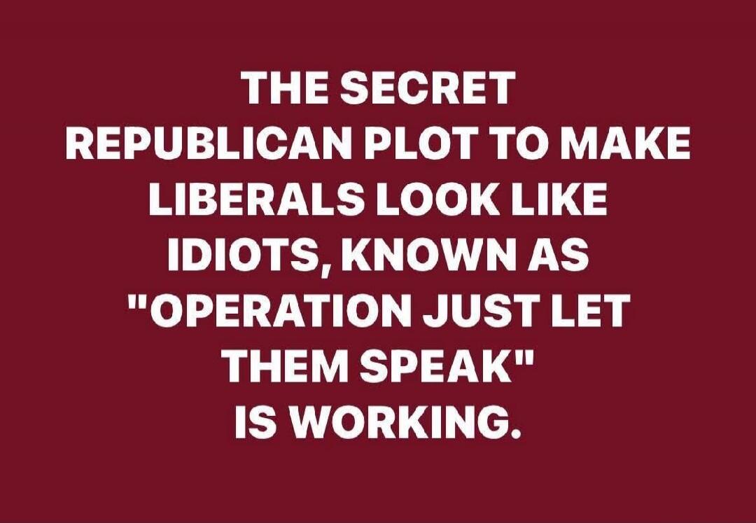 THE SECRET REPUBLICAN PLOT TO MAKE LIBERALS LOOK LIKE IDIOTS, KNOWN AS 