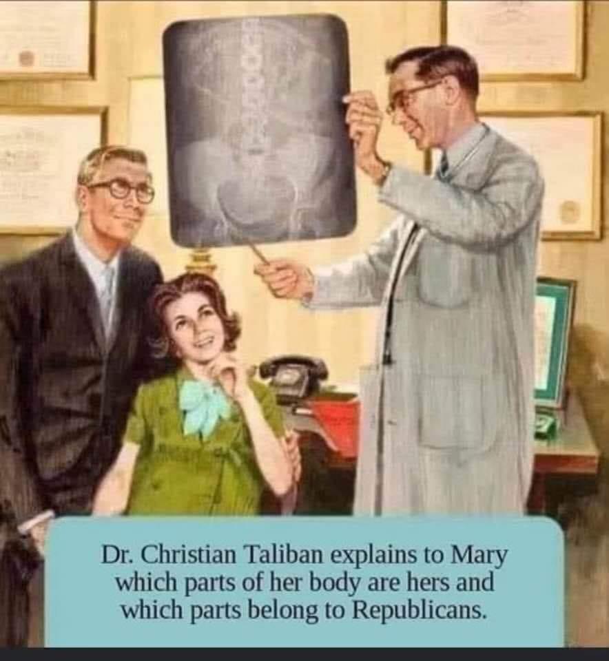 Dr Christian Taliban explains to Mary which parts of her body are hers and which parts belong to Republicans