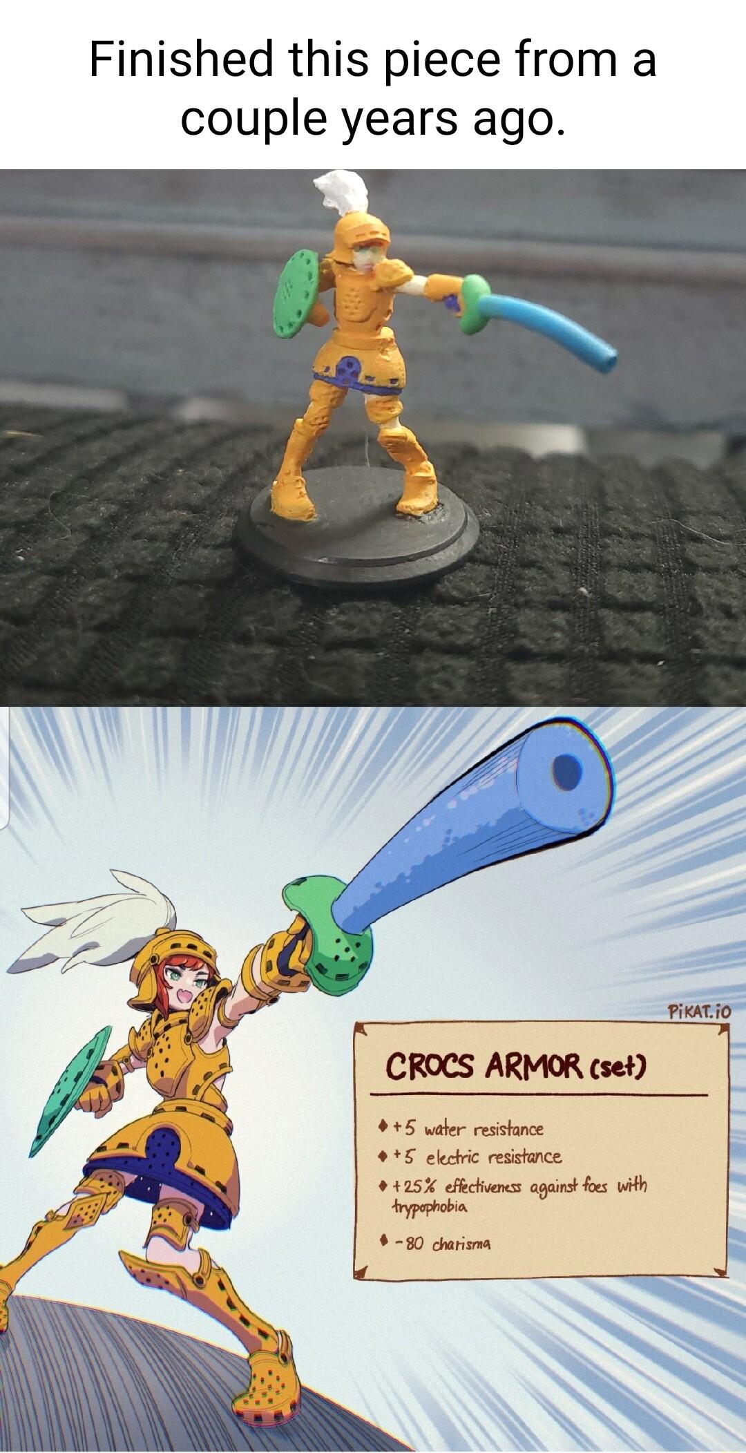 Finished this piece from a couple years ago CROCS ARMOR set 45 walr resshnce 15 elshic resistoce 425 ol agur o b yprboba 280 chrioma