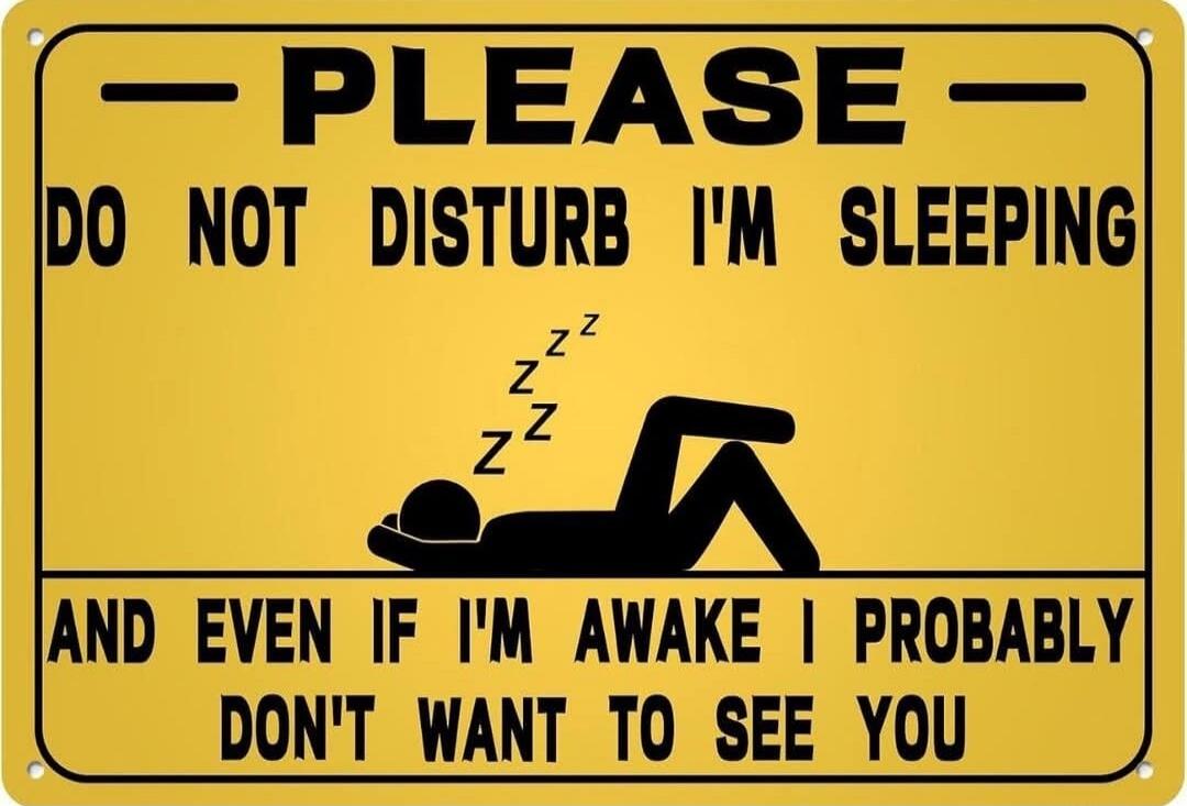PLEASE DO NOT DISTURB I'M SLEEPING AND EVEN IF I'M AWAKE I PROBABLY DON'T WANT TO SEE YOU