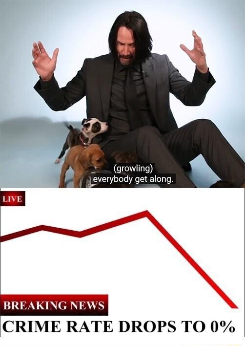 growling everybody get along CRIME RATE DROPS TO 0