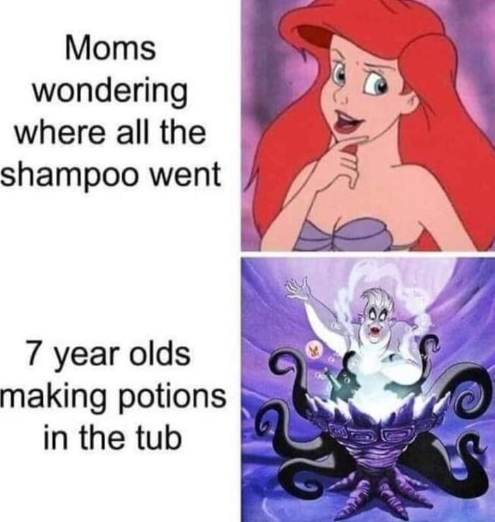Moms wondering where all the shampoo went 7 year olds making potions ks in the tub 4