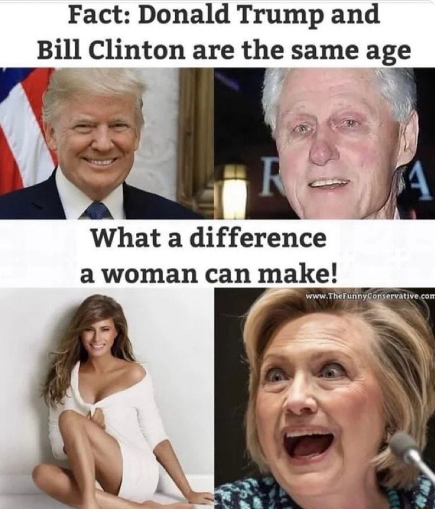 Fact Donald Trump and Bill Clinton are the same age What a difference a woman can make