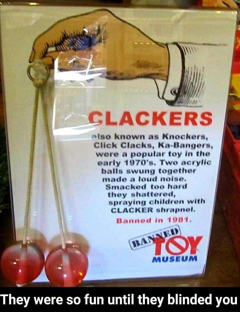 1s0 known as Knockers Click Clacks Ka Bangers were a popular toy in the early 1970s Two acrylic balls swung together WA CELR TR G TG L RV
