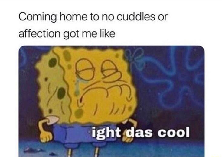 Coming home to no cuddles or affection got me like F4114 Has cool