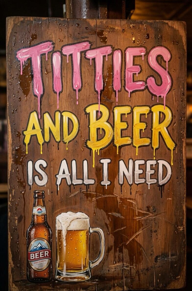 TITTIES AND BEER IS ALL I NEED. BEER.