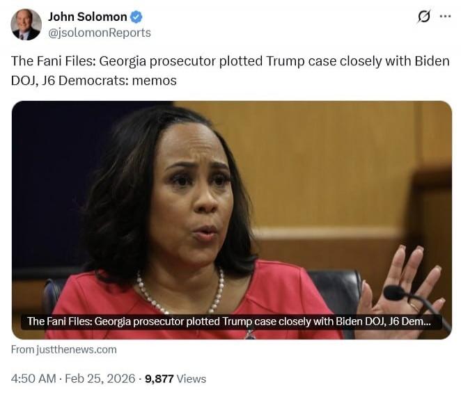 The Fani Files: Georgia prosecutor plotted Trump case closely with Biden DOJ, J6 Democrats: memos
From justthenews.com
