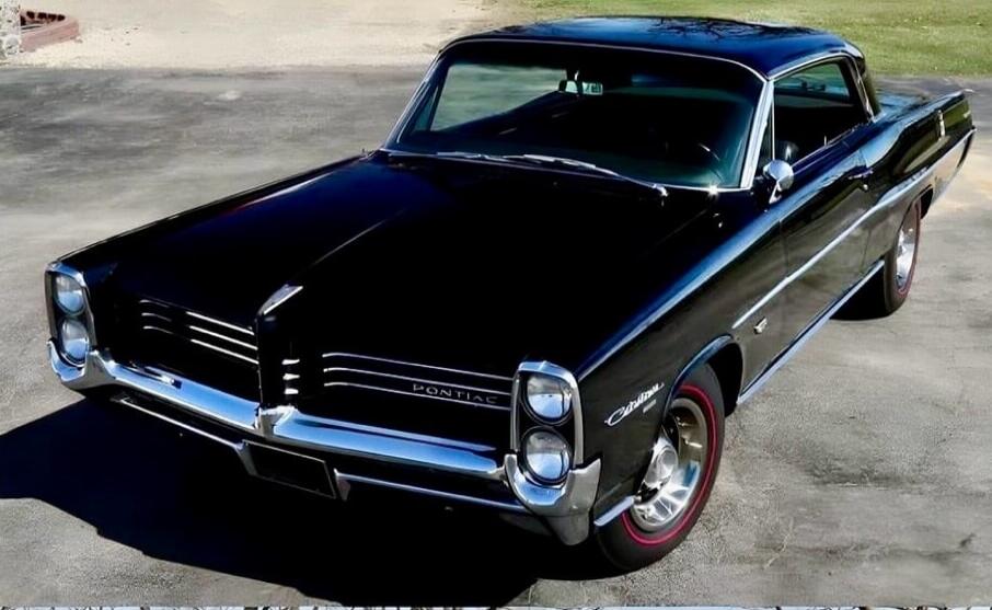 A classic black Pontiac Catalina.