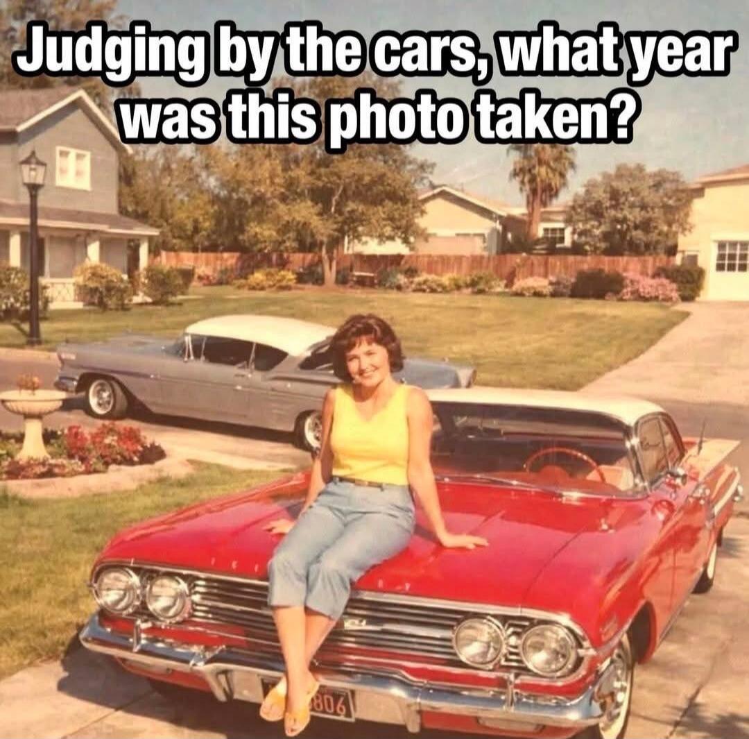 Judging by the cars, what year was this photo taken?