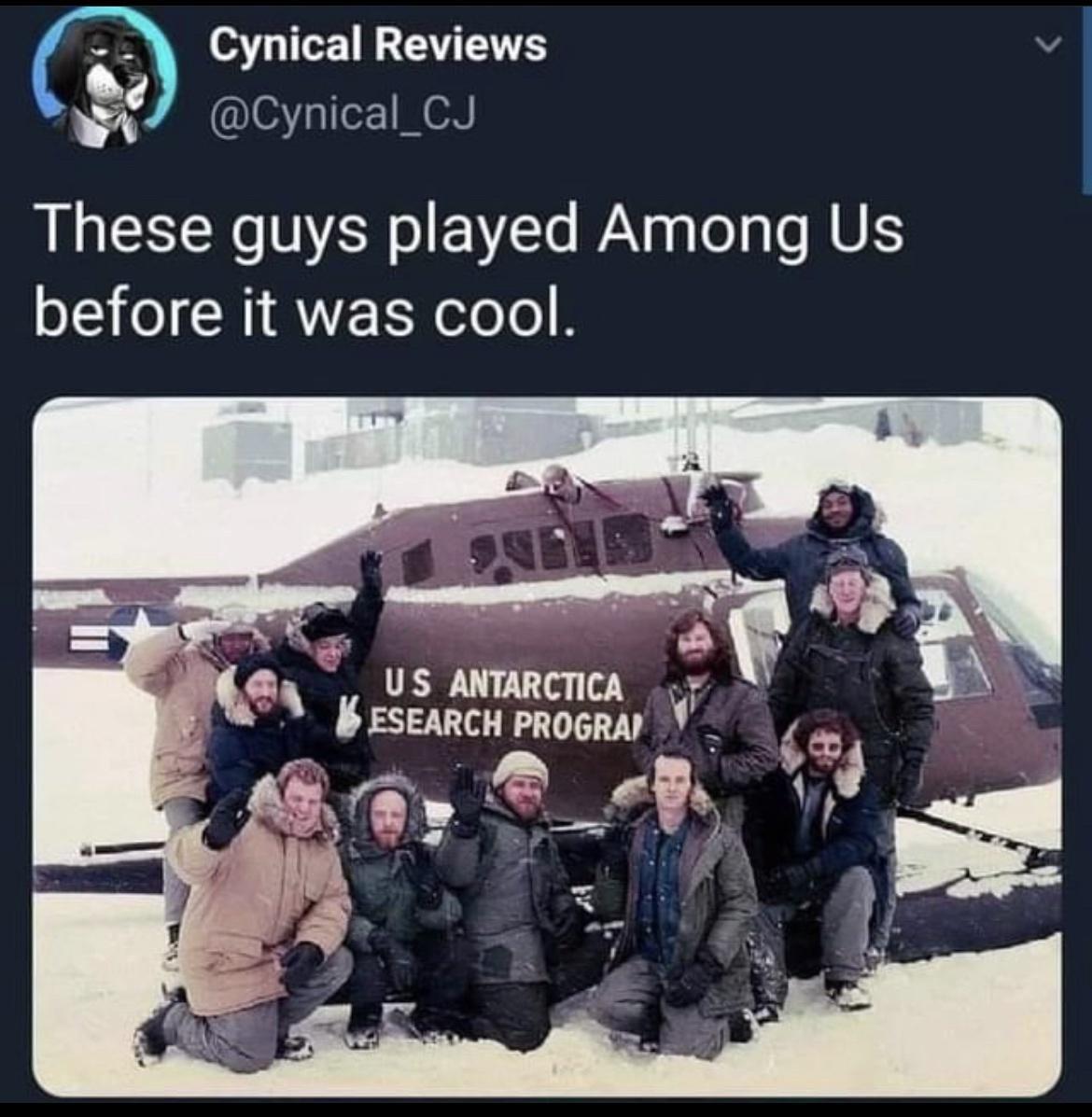 Cynical Reviews Cynical_CJ These guys played Among Us before it was cool R a s N ey US ANTARCTICA 7 3 3 ESEARCH PROGRAY Py e y 3