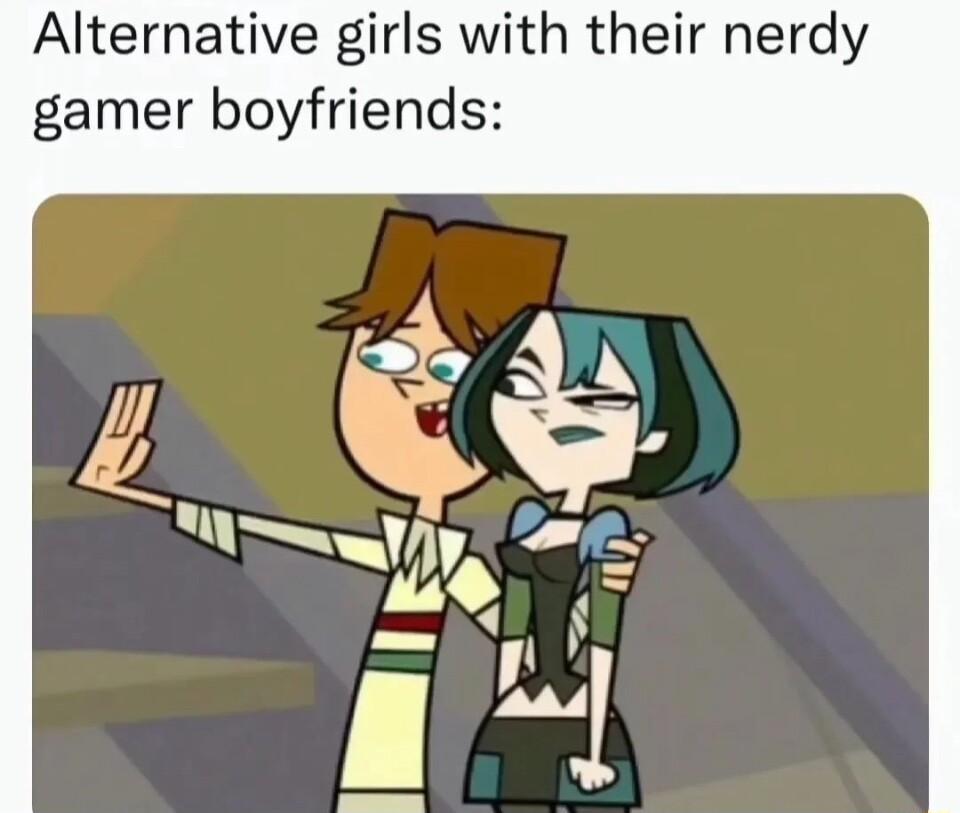 Alternative girls with their nerdy gamer boyfriends
