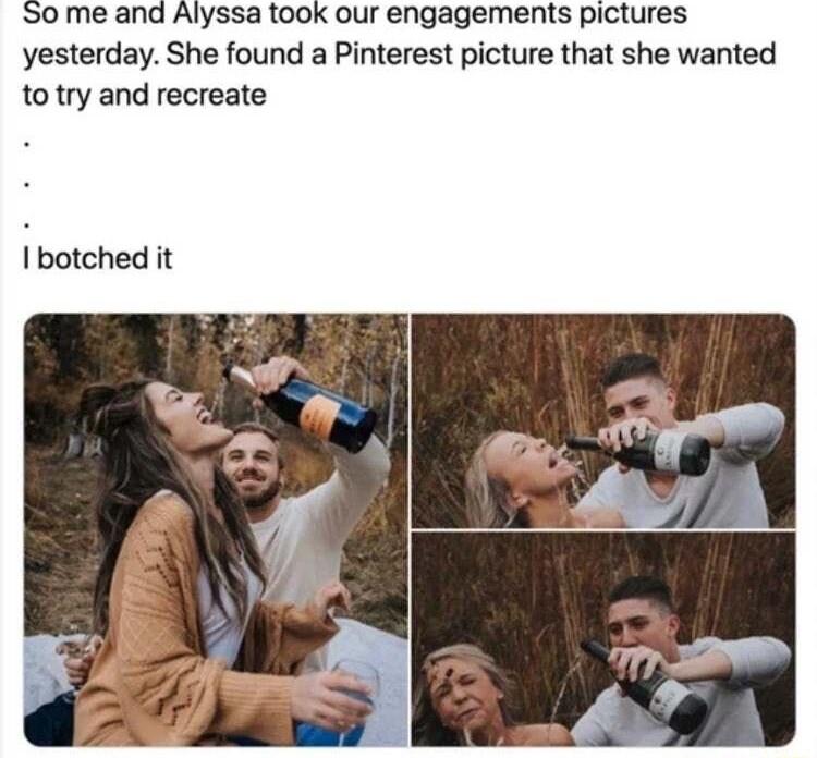 S0 me and Alyssa took our engagements pictures yesterday She found a Pinterest picture that she wanted to try and recreate I botched it