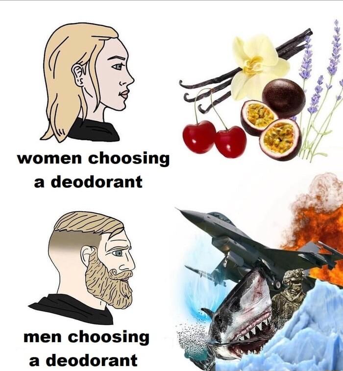 women choosing a deodorant men choosing a deodorant