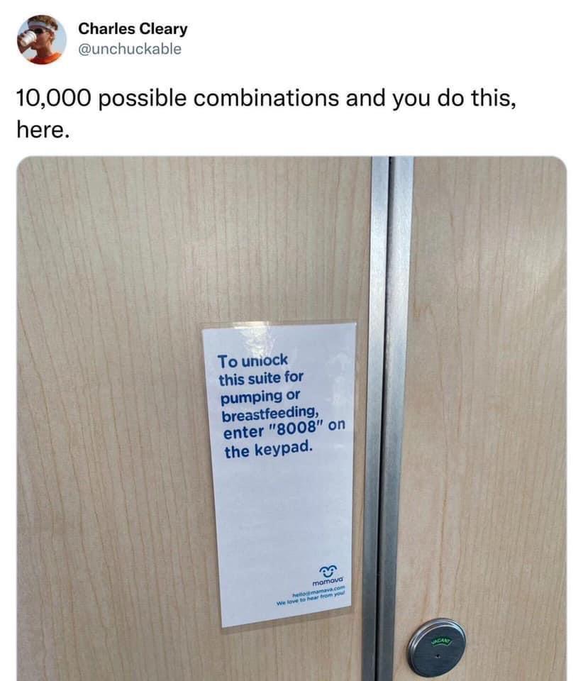 Charles Cleary s unchuckable 10000 possible combinations and you do this here