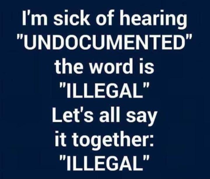 Im sick of hearing UNDOCUMENTED the word is ILLEGAL Lets all say it together ILLEGAL