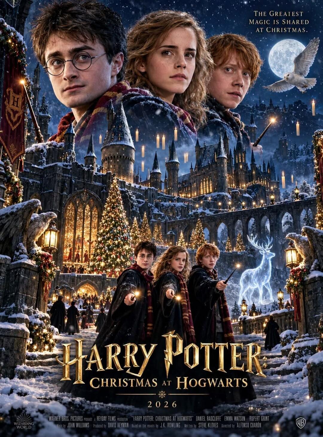 The greatest magic is shared at Christmas. Harry Potter: Christmas at Hogwarts 2026. Warner Bros. Pictures presents a Heyday Films production 