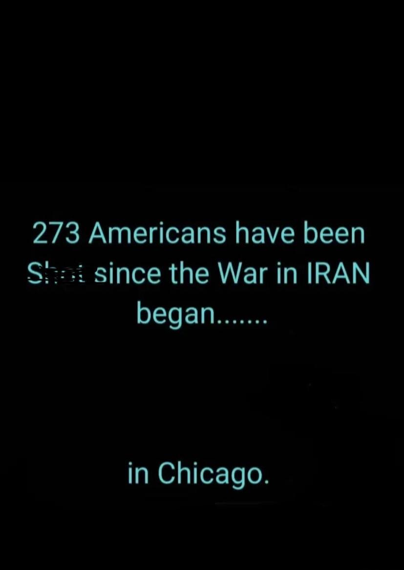 273 Americans have been Shot since the War in IRAN began....... in Chicago.