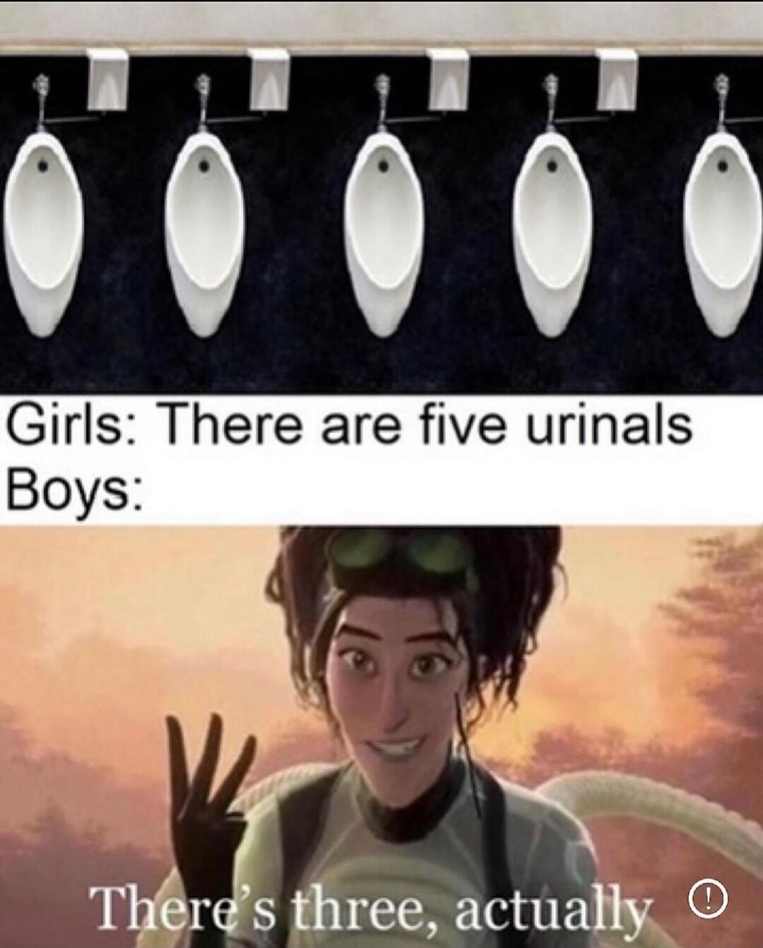 Girls There are five urinals Boys