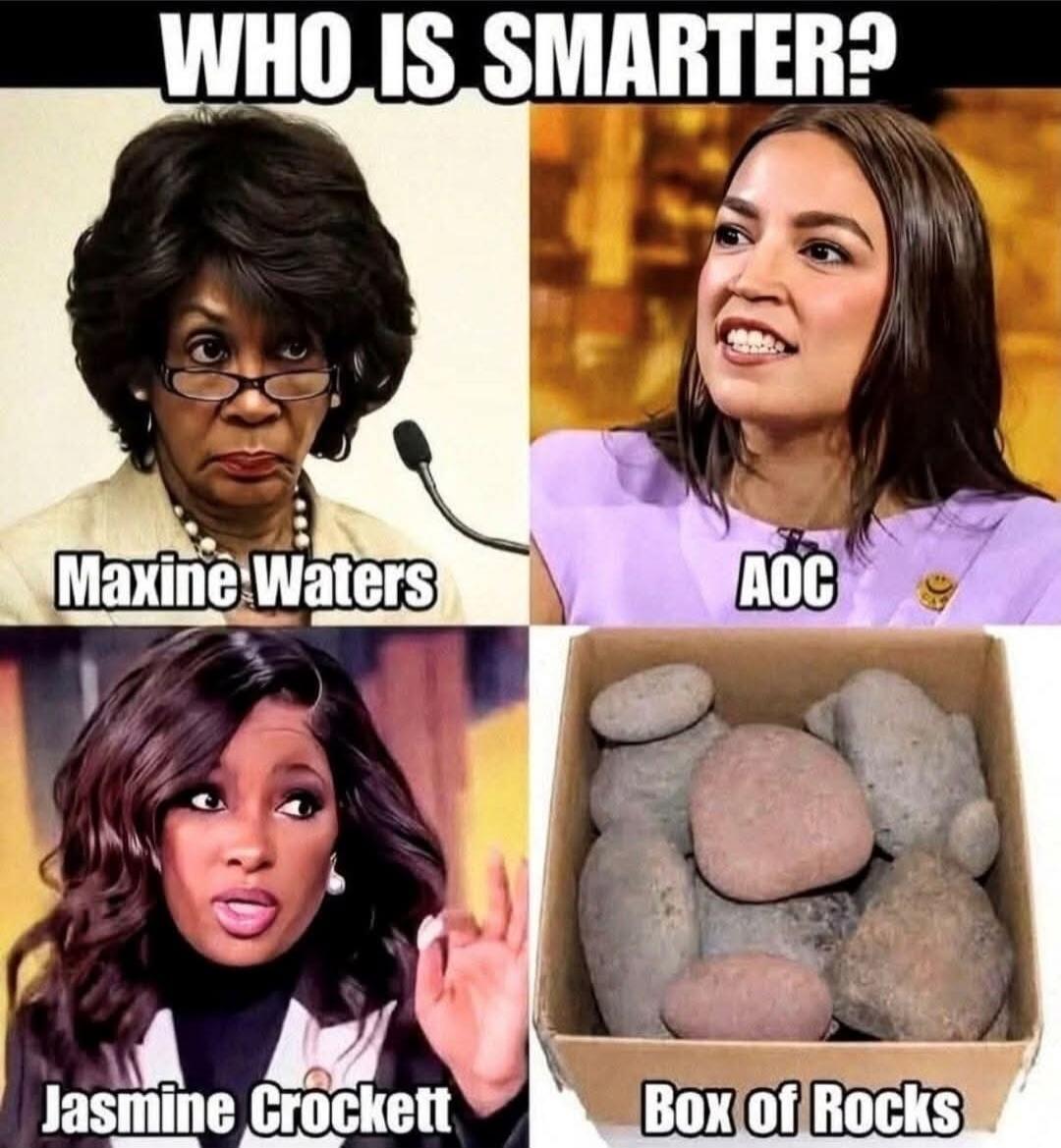 WHO IS SMARTER? Maxine Waters AOC Jasmine Crockett Box of Rocks