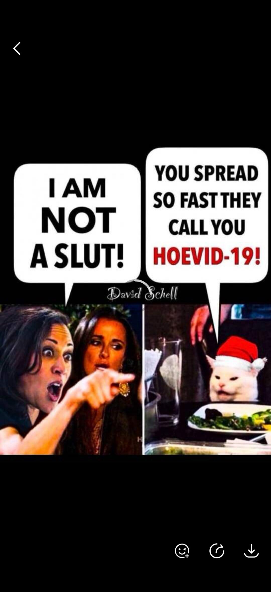 I AM NOT A SLUT! YOU SPREAD SO FAST THEY CALL YOU HOEVID-19!