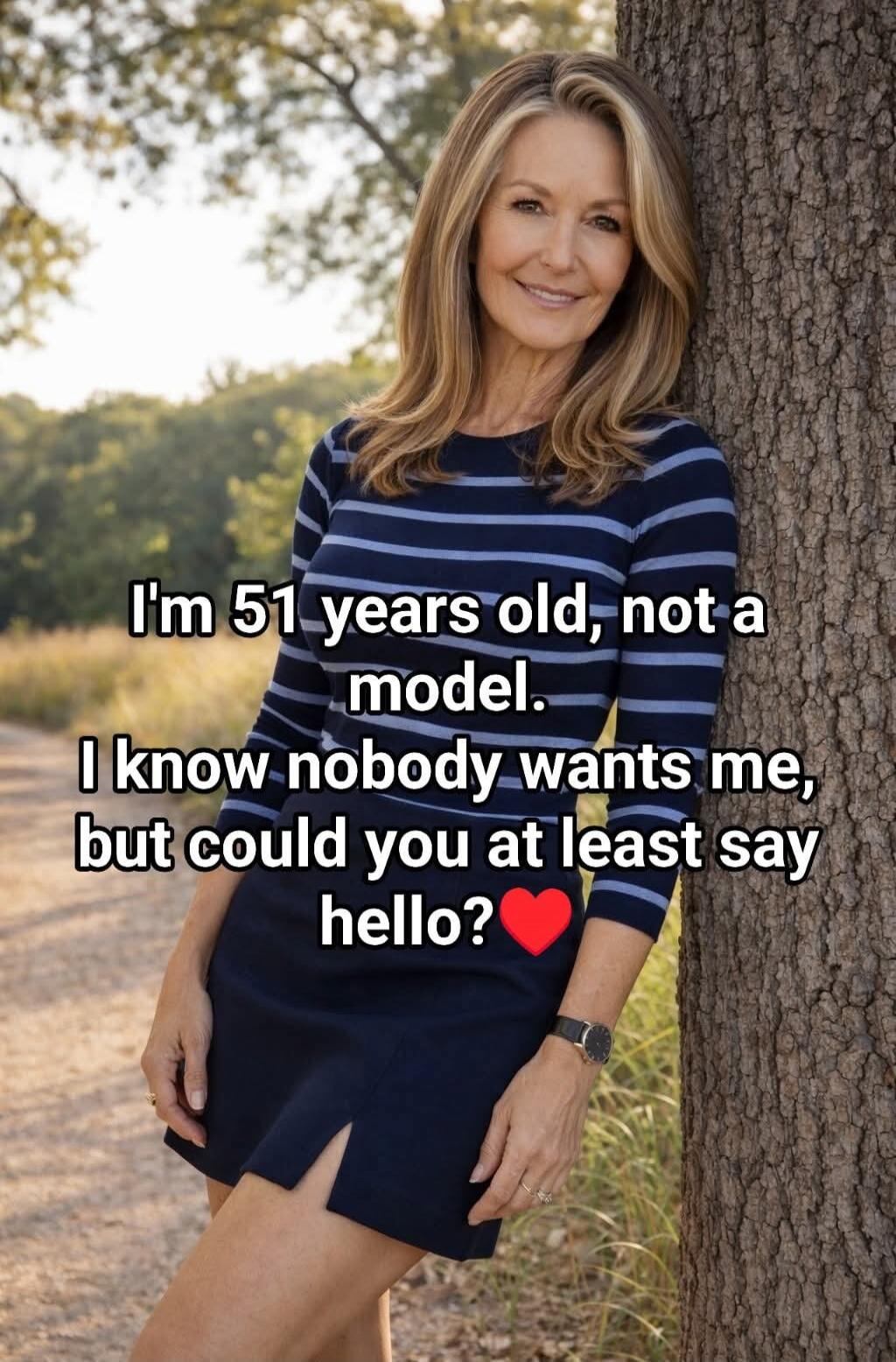 I'm 51 years old, not a model. I know nobody wants me, but could you at least say hello?